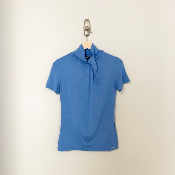Esprit Mock Blue Short Sleeve T-Shirt - SZ M - Picture 2 of 7